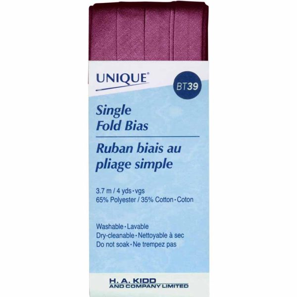 UNIQUE - Single Fold Bias Tape - 13mm x 3.7m - Wine For Sale