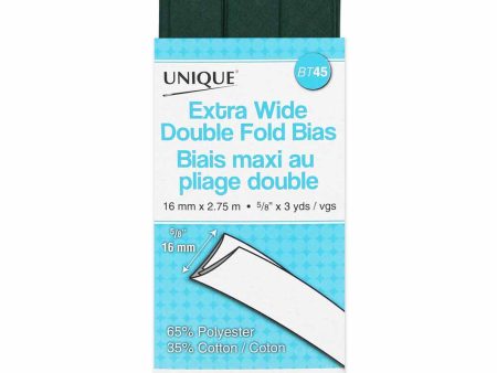 UNIQUE - Extra Wide Double Fold Bias Tape - 15mm x 2.75m - Hunter Green Sale