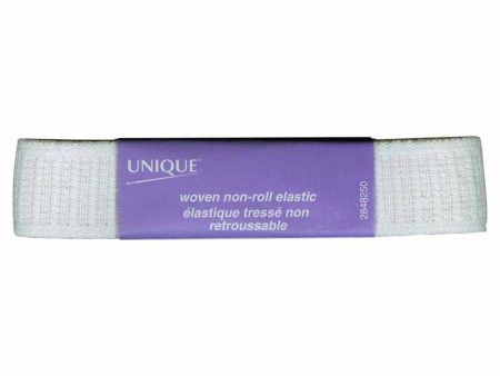 UNIQUE Woven Non-Roll Elastic 25mm x 0.9m - White Supply