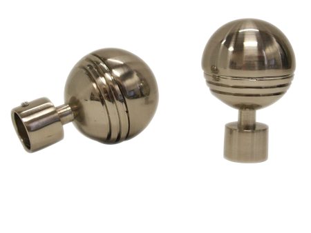 BRUSHED SILVER RIDGED BALL FINIAL - for a  ¾   (19mm) diameter rod Sale