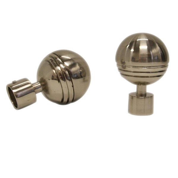 BRUSHED SILVER RIDGED BALL FINIAL - for a  ¾   (19mm) diameter rod Sale