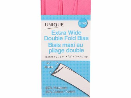 UNIQUE - Extra Wide Double Fold Bias Tape - 15mm x 2.75m - Petal Pink Cheap