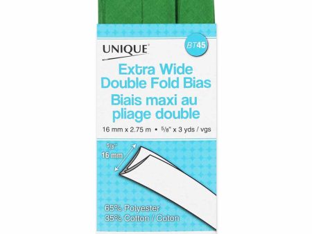 UNIQUE - Extra Wide Double Fold Bias Tape - 15mm x 2.75m - Lime Green Discount