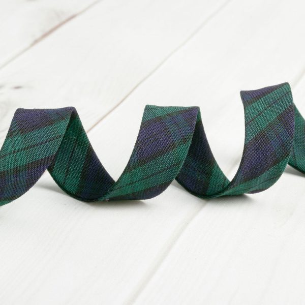 Tartan Double Fold Bias Tape - Black Watch For Cheap