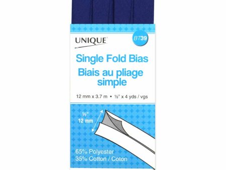 UNIQUE - Single Fold Bias Tape - 13mm x 3.7m - Royal Blue For Discount