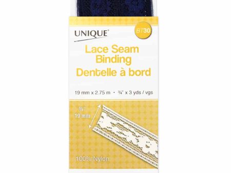 UNIQUE Lace Seam Bind 2.75mNavy 545 on Sale