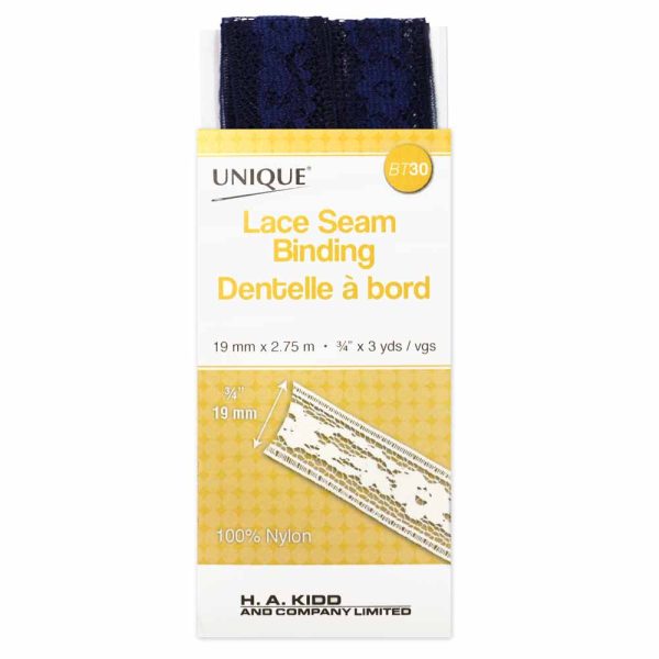 UNIQUE Lace Seam Bind 2.75mNavy 545 on Sale