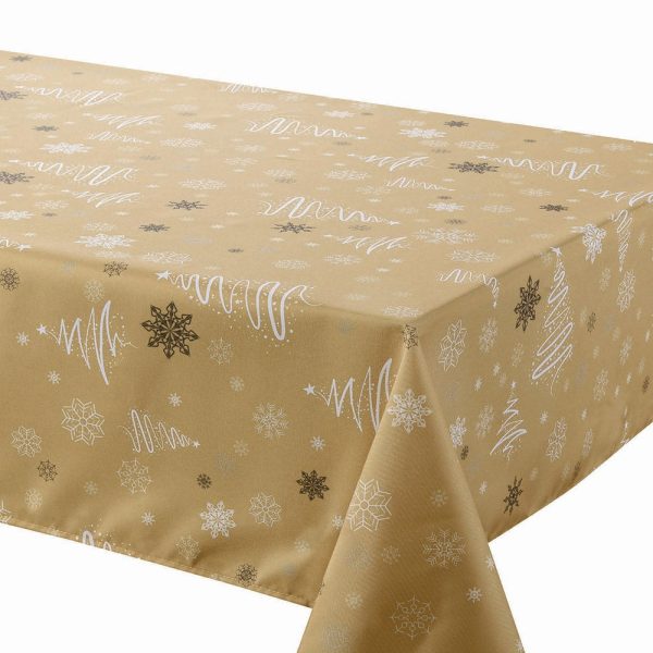 Tablecloth - Fancy Xmas Trees - Gold - 58″x126″ Rectangle For Discount