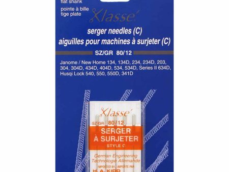 KLASSE´ Serger Needles Carded Flat Shank - Size 80 12 - 5 count Cheap